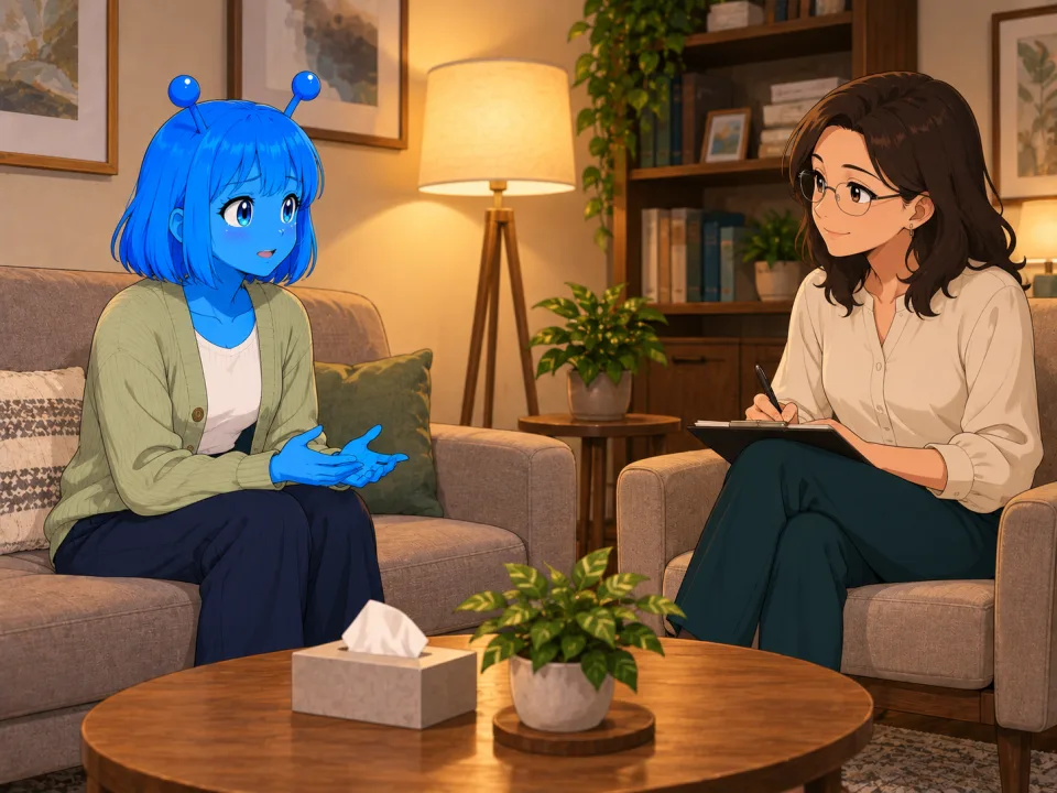 カウンセリングで話すティナ。