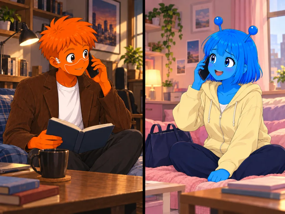 The friends talking by phone from separate rooms on Saturday morning.