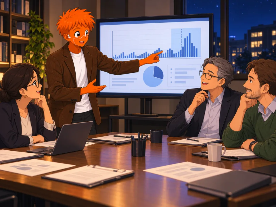 Frank presenting a chart to a committee.