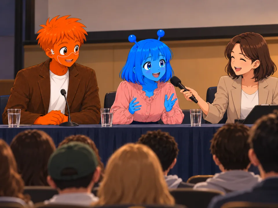 Tina speaking to an audience at a university panel.