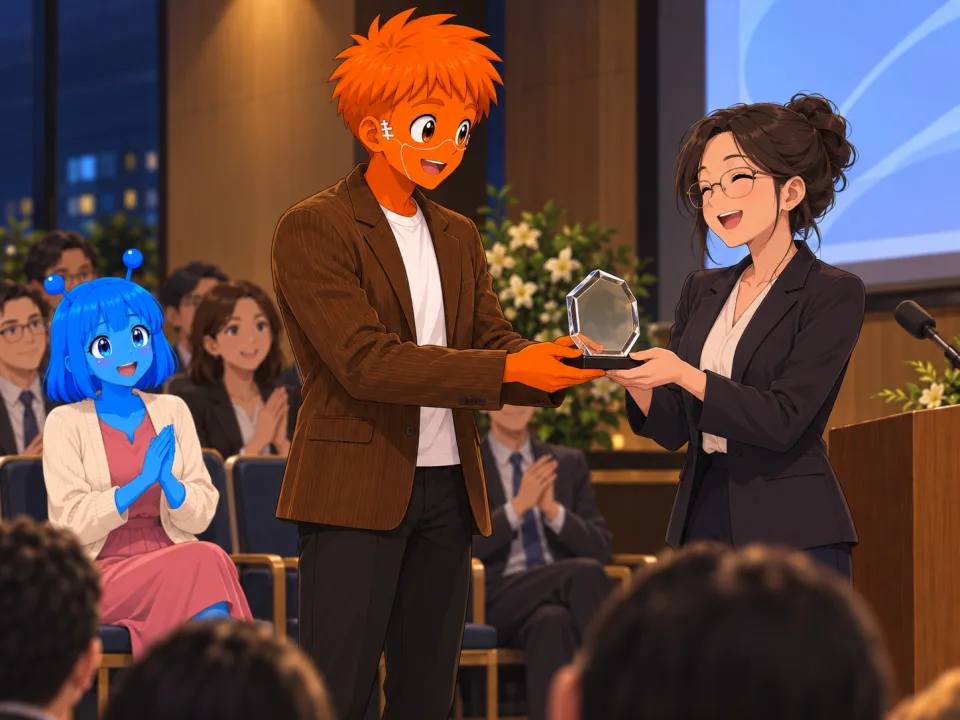 Frank presenting an award to Dr. Chen.